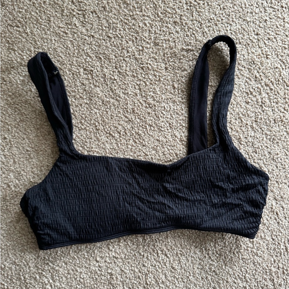 Aerie Black Textured Women's Bikini Top